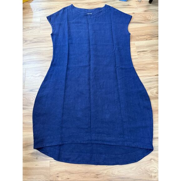 Bryn Walker blue linen boho lagenlook dress size Large - Picture 3 of 10
